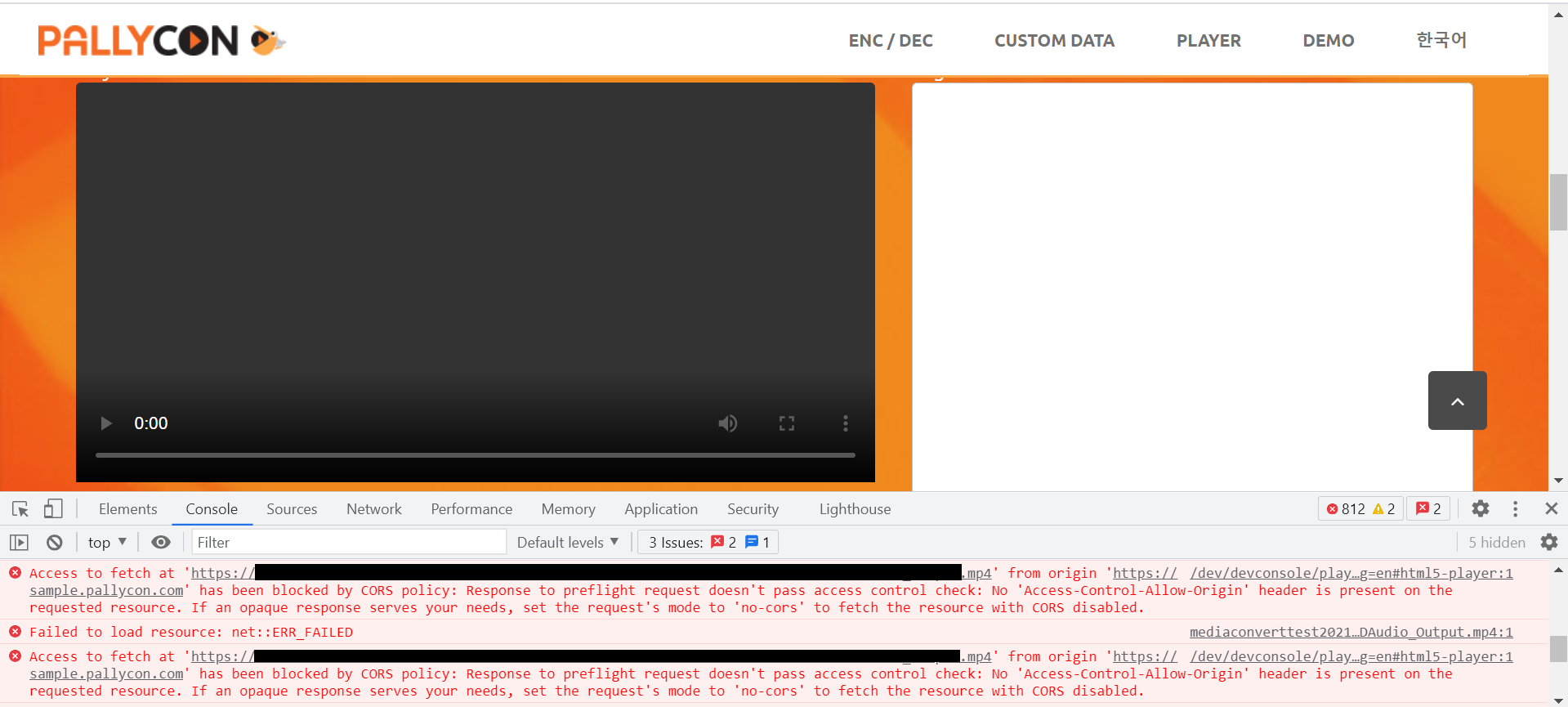 The CORS error
